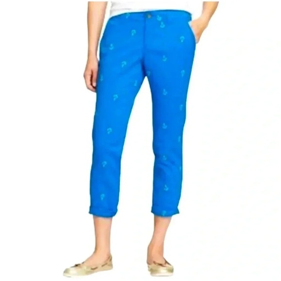 OLD NAVY | Women's Embroidered-Anchor Boyfriend Chino Khakis Blue Pants Size 16 - Picture 2 of 7